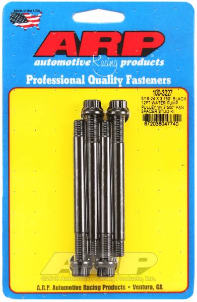 ARP - ARP 100-3227 ARP 5/16-24 X 3.750 black 12pt water pump pulley w/ 2.500in fan spacer stud kit