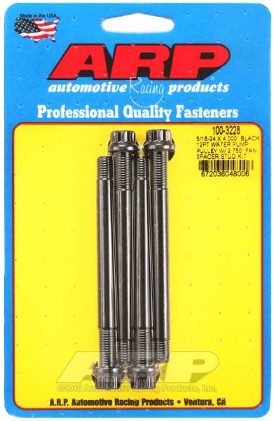 ARP - ARP 100-3228 ARP 5/16-24 X 4.000 black 12pt water pump pulley w/ 2.750in fan spacer stud kit