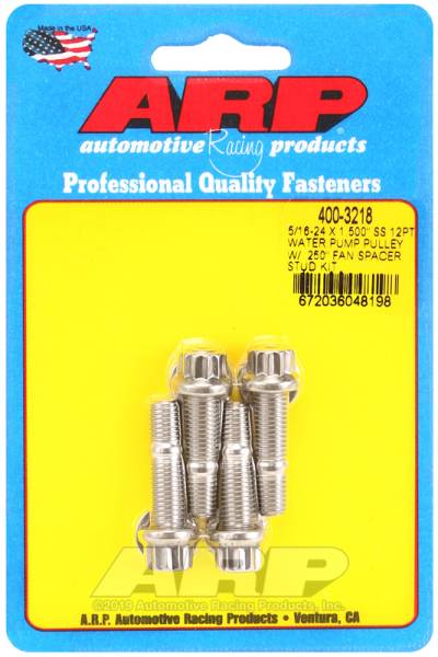 ARP - ARP 400-3218 ARP 5/16-24 X 1.500 SS 12pt water pump pulley w/ .250in fan spacer stud kit