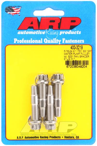 ARP - ARP 400-3219 ARP 5/16-24 X 1.750 SS 12pt water pump pulley w/ .500in fan spacer stud kit