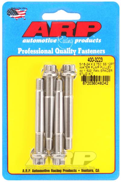 ARP - ARP 400-3223 ARP 5/16-24 X 2.750 SS 12pt water pump pulley w/ 1.500in fan spacer stud kit