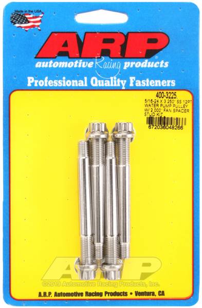 ARP - ARP 400-3225 ARP 5/16-24 X 3.250 SS 12pt water pump pulley w/ 2.000in fan spacer stud kit