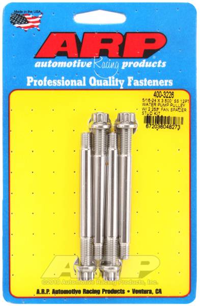 ARP - ARP 400-3226 ARP 5/16-24 X 3.500 SS 12pt water pump pulley w/ 2.250in fan spacer stud kit