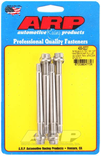 ARP - ARP 400-3227 ARP 5/16-24 X 3.750 SS 12pt water pump pulley w/ 2.500in fan spacer stud kit