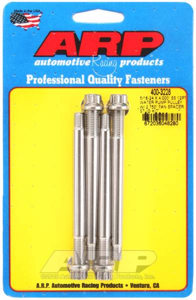 ARP - ARP 400-3228 ARP 5/16-24 X 4.000 SS 12pt water pump pulley w/ 2.750in fan spacer stud kit