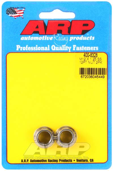 ARP - ARP 400-8328 ARP M12 X 1.25 (.750 collar) SS 12pt nut kit