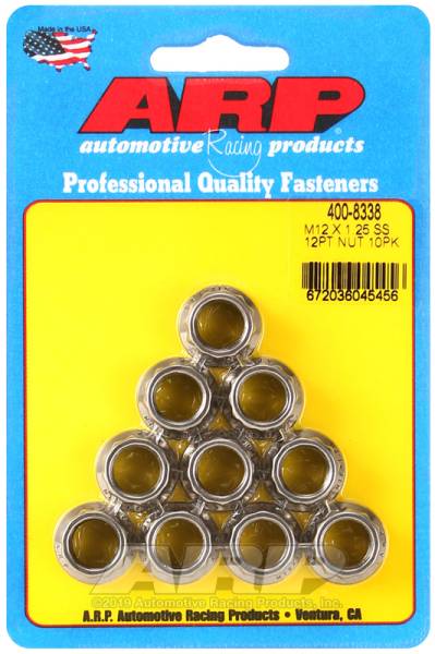 ARP - ARP 400-8338 ARP M12 X 1.25 (.750 collar) SS 12pt nut kit