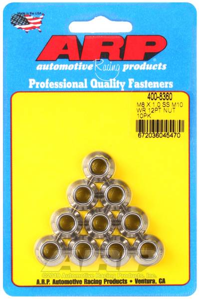 ARP - ARP 400-8360 ARP M8 X 1.00 (M10 wr) SS 12pt nut kit