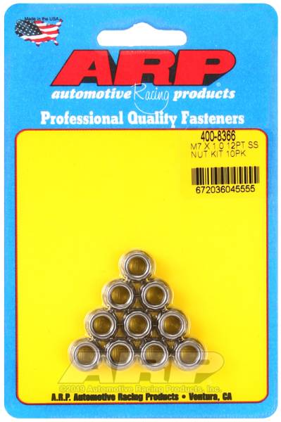 ARP - ARP 400-8366 ARP M7 X 1.00 (M9 wr) SS 12pt nut kit