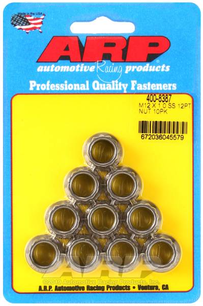 ARP - ARP 400-8387 ARP M12 X 1.00 (M14 wr) SS 12pt nut kit