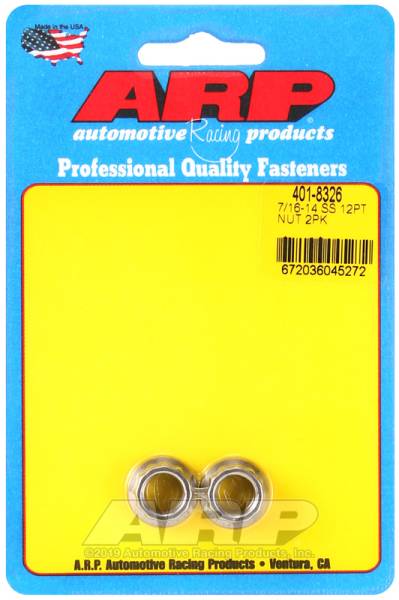 ARP - ARP 401-8326 ARP 7/16-14 SS 12pt nut kit