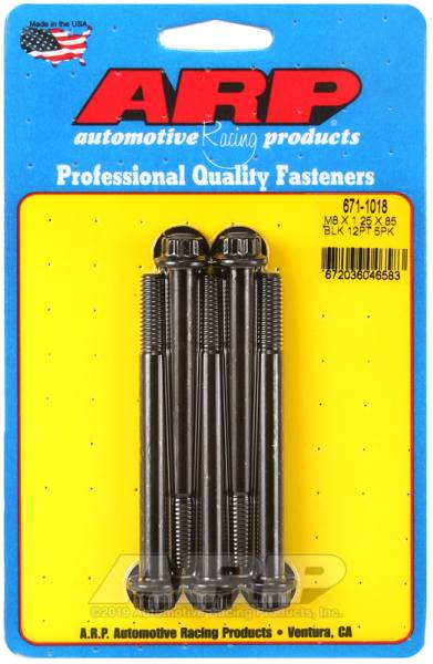 ARP - ARP 671-1018 ARP M8 x 1.25 x 85 12pt Black Oxide Bolts (5/pkg)