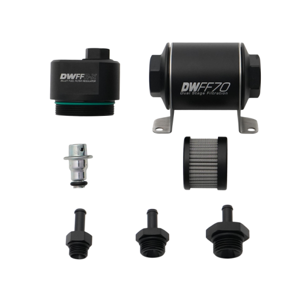 DeatschWerks - DeatschWerks 8-FFR-070-010K-516 DeatschWerks DWFFR-X 70mm Billet Fuel Filter Regulator - 10 Micron with 5/16in Fittings