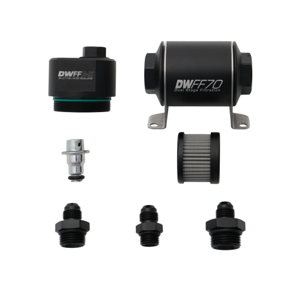 DeatschWerks - DeatschWerks 8-FFR-070-010K-6 DeatschWerks DWFFR-X 70mm Billet Fuel Filter Regulator - 10 Micron with 6AN Fittings