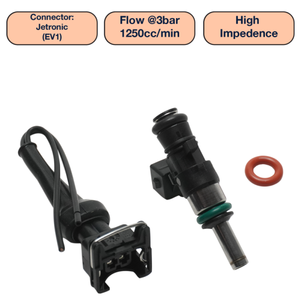 DeatschWerks - DeatschWerks DW1250-34-14-14-1 DeatschWerks Universal 1250cc Single Fuel Injector / 34mm Length / 14mm O-Ring Seals