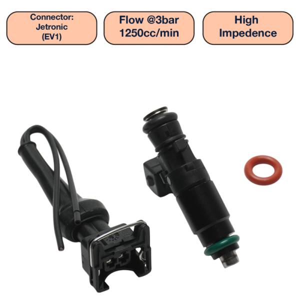 DeatschWerks - DeatschWerks DW1250-48-14-14-1 DeatschWerks Universal 1250cc Single Fuel Injector / 48mm Length / 14mm O-Ring Seals