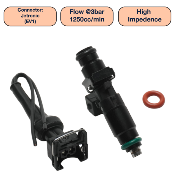 DeatschWerks - DeatschWerks DW1250-60-14-14-1 DeatschWerks Universal 1250cc Single Fuel Injector / 60mm Length / 14mm O-Ring Seals