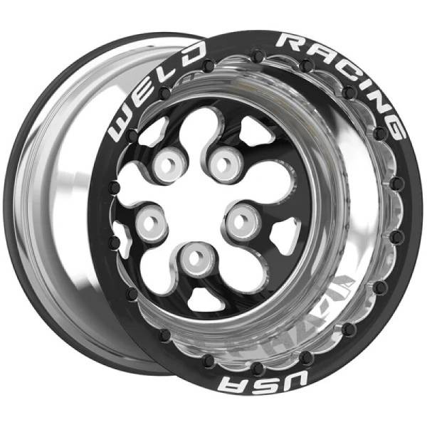 Weld - Weld 83XB513272MB Weld Alpha Pro 15x13 / 5x4.75 BP / 1in BS Black Wheel - Polished Shell Double Beadlock MT