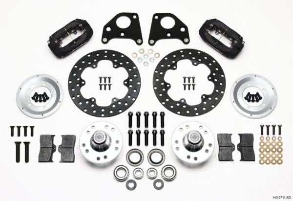 Wilwood - Wilwood 140-2711-BD Wilwood Forged Dynalite Front Drag Kit Drilled Rotor 62-72 CDP B & E Body-Drum