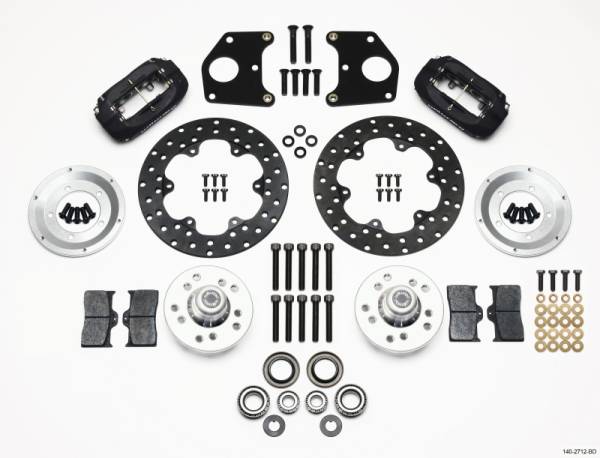 Wilwood - Wilwood 140-2712-BD Wilwood Forged Dynalite Front Drag Kit Drilled Rotor CPD 62-72 B 62-72 E w/9in Drum
