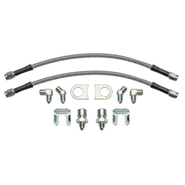 Wilwood - Wilwood 220-17288 Wilwood 12in Length -3 to 3/8-24 IF 1/8-27 NPT 90 Degree Flexline Kit w/ Weld-On Bracket Tabs