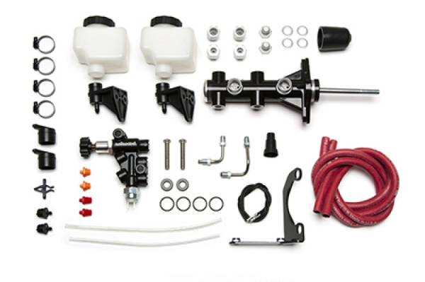 Wilwood - Wilwood 261-14391-BK Wilwood Remote Tandem M/C - 1.12in Bore - w/Bracket and Valve (Pushrod) - Black