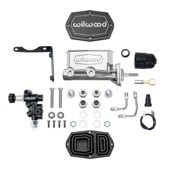 Wilwood - Wilwood 261-17319-P Wilwood Compact Tandem M/C Aluminum 1.00in Bore w/ Bracket/Valve/Push (Mopar) - Chrome P-coat