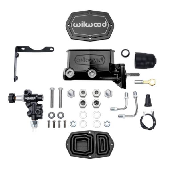 Wilwood - Wilwood 261-17796-BK Wilwood MOPAR Compact Tandem M/C Kit w/ P-Valve & Pushrod 15/16in Bore - Black