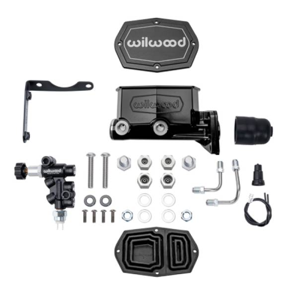 Wilwood - Wilwood 261-17798-BK Wilwood MOPAR Compact Tandem M/C Kit w/ P-Valve 1in Bore - Black