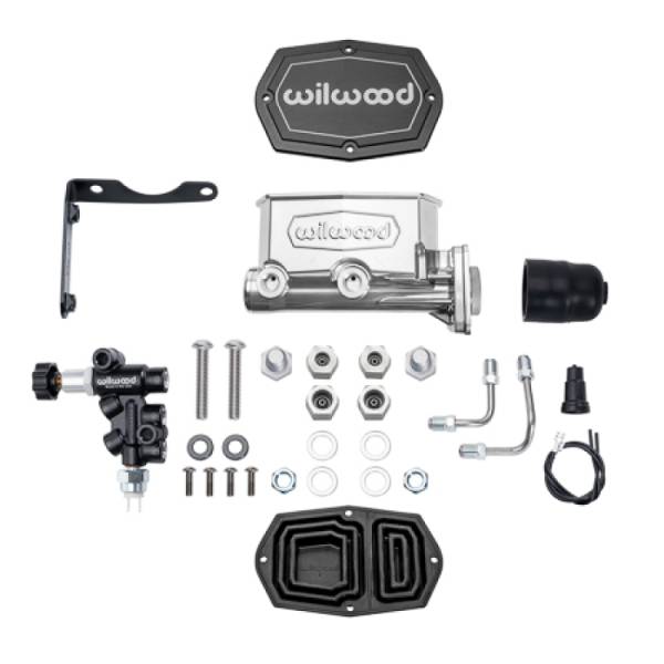 Wilwood - Wilwood 261-17798-P Wilwood MOPAR Compact Tandem M/C Kit w/ P-Valve 1in Bore - Chrome Powdercoat