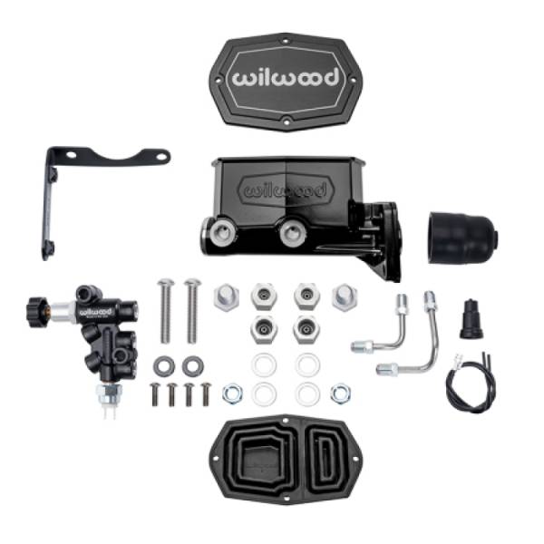 Wilwood - Wilwood 261-17799-BK Wilwood MOPAR Compact Tandem M/C Kit w/ P-Valve 1.12in Bore - Black