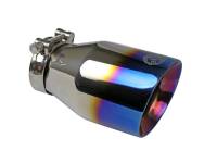 Exhaust - Exhaust Tips - aFe - aFe Mach Force XP 304 Stainless Steel Clamp-On Exhaust Tip 2.5in Inlet / 4in Outlet - Blue Flame