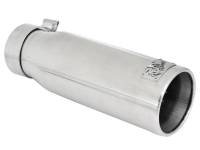 Exhaust - Exhaust Tips - aFe - aFe MACH Force-XP 304 SS Sing Wall Pol Exh Tip Univ Exit 3in Inlet x 4in Outlet x 12in L - Clamp On