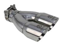 Exhaust - Exhaust Tips - aFe - aFe Takeda 2.5in 304 Stainless Steel Clamp-on Exhaust Tip 2.5in Inlet 3in Dual Outlet - Polished