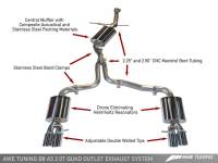 AWE Tuning - AWE Tuning Audi B8 A5 2.0T Touring Edition Exhaust - Quad Outlet Diamond Black Tips - Image 1