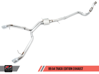 AWE Tuning - AWE Tuning Audi B9 A4 Track Edition Exhaust Dual Outlet - Chrome Silver Tips (Includes DP) - Image 1