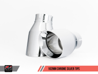 AWE Tuning - AWE Tuning Audi B9 A4 Track Edition Exhaust Dual Outlet - Chrome Silver Tips (Includes DP) - Image 4
