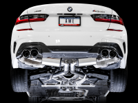 AWE Tuning - AWE Tuning 2019+ BMW M340i (G20) Non-Resonated Touring Edition Exhaust - Quad Chrome Silver Tips - Image 2