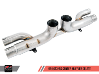 AWE Tuning - AWE Tuning Porsche 991 GT3 / RS Center Muffler Delete - Chrome Silver Tips - Image 2