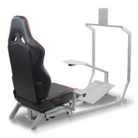 GTR Simulator - GTR Simulator GT Model with Mounts for Controls, Pedals and Display and Adjustable Leatherette Seat - Silver Frame - Image 6