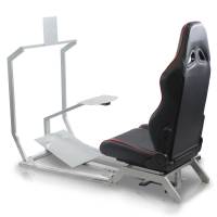 GTR Simulator - GTR Simulator GT Model with Mounts for Controls, Pedals and Display and Adjustable Leatherette Seat - Silver Frame - Image 8