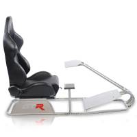 GTR Simulator - GTR Simulator GTS Model Driving Racing Simulator Cockpit with Adjustable Leatherette Real Racing Seat & Gear Shifter Mount - Silver - Image 6