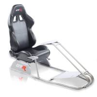 GTR Simulator - GTR Simulator GTS Model Driving Racing Simulator Cockpit with Adjustable Leatherette Real Racing Seat & Gear Shifter Mount - Silver - Image 5