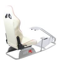GTR Simulator - GTR Simulator GTS Model Driving Racing Simulator Cockpit with Adjustable Leatherette Real Racing Seat & Gear Shifter Mount - Silver - Image 25