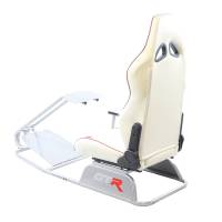 GTR Simulator - GTR Simulator GTS Model Driving Racing Simulator Cockpit with Adjustable Leatherette Real Racing Seat & Gear Shifter Mount - Silver - Image 24