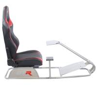 GTR Simulator - GTR Simulator GTS Model Driving Racing Simulator Cockpit with Adjustable Leatherette Real Racing Seat & Gear Shifter Mount - Silver - Image 39
