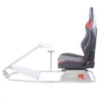 GTR Simulator - GTR Simulator GTS Model Driving Racing Simulator Cockpit with Adjustable Leatherette Real Racing Seat & Gear Shifter Mount - Silver - Image 37