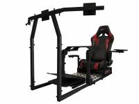 GTR Simulator GTA-Pro Model Racing Simulator Home Workstation Racing Cockpit with Real Racing Seat and Racing Rig Control Mounts Small Triple Mount, Fits up to three 24TV Monitors Diamond Silver Majestic Black No.