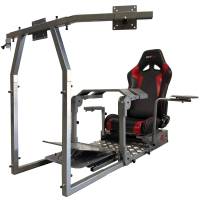 GTR Simulator - GTR Simulator GTA-Pro Model Racing Simulator Home Workstation Racing Cockpit with Real Racing Seat and Racing Rig Control Mounts Large Trip Mount, Fits up to three 39 TV Monitors Diamond Silver Majestic Black, - Image 7