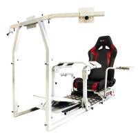 GTR Simulator - GTR Simulator GTA-Pro Model Racing Simulator Home Workstation Racing Cockpit with Real Racing Seat and Racing Rig Control Mounts Small Triple Mount, Fits up to three 24TV Monitors Diamond Silver Black with Red No. - Image 27